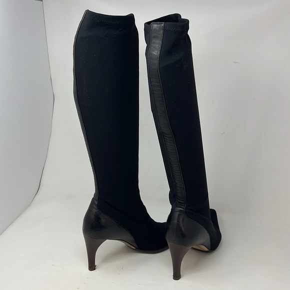Gucci Sz 7 Tall Elastic Sock Boots Pointed Toe 3” Stacked Heel - Picture 7 of 12